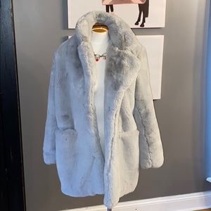 Apparis grey faux fur coat